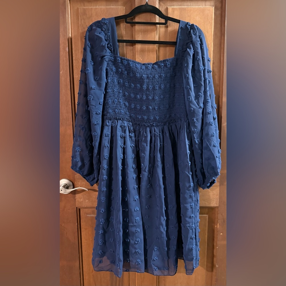 Navy Swiss Dot Dress
